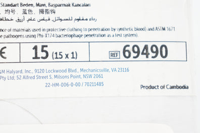 Halyard 69490 Film Gown Blue Universal Thumb Hooks - Box of 15